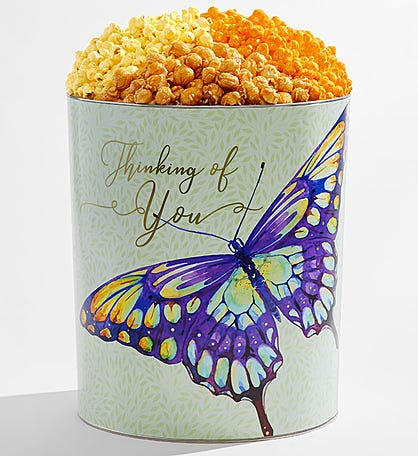 Butterfly Wishes 6 1/2 Gallon 3 Flavor Popcorn Tin